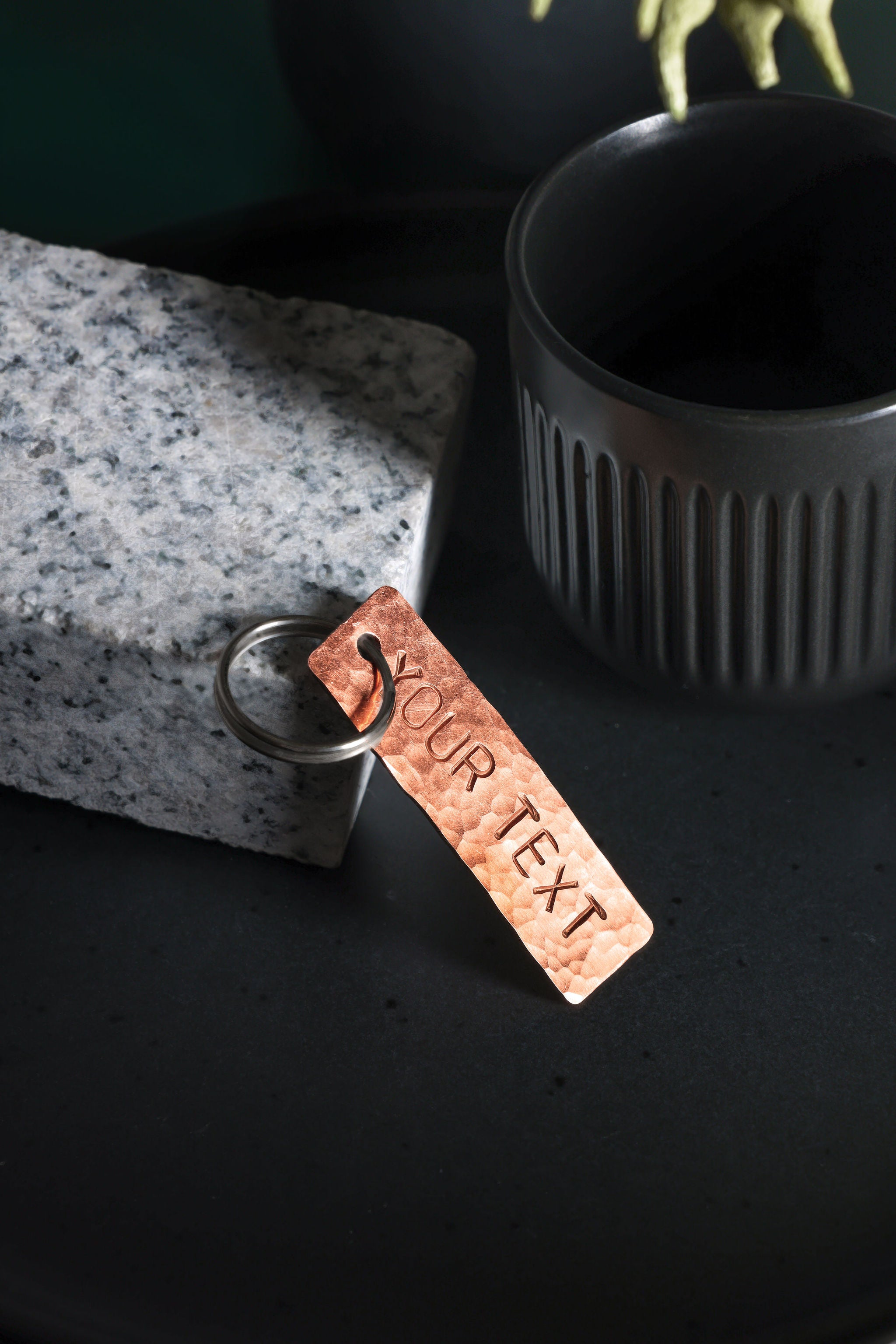 Planished Copper Keyring Personalised Engraving Empire Copper Portrait Websize