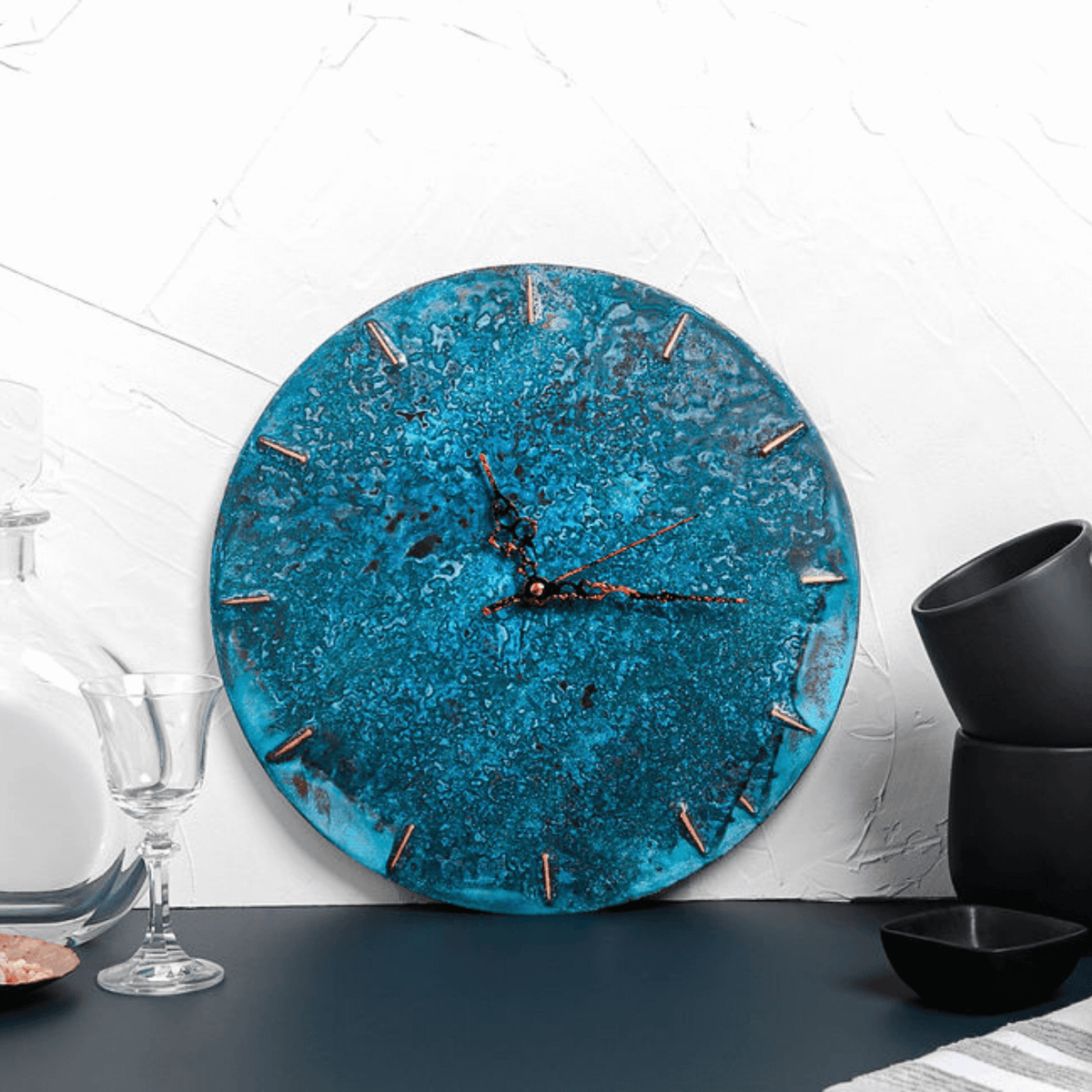 Copper Wall Clock Blue Patina | Copper | Empire Copper